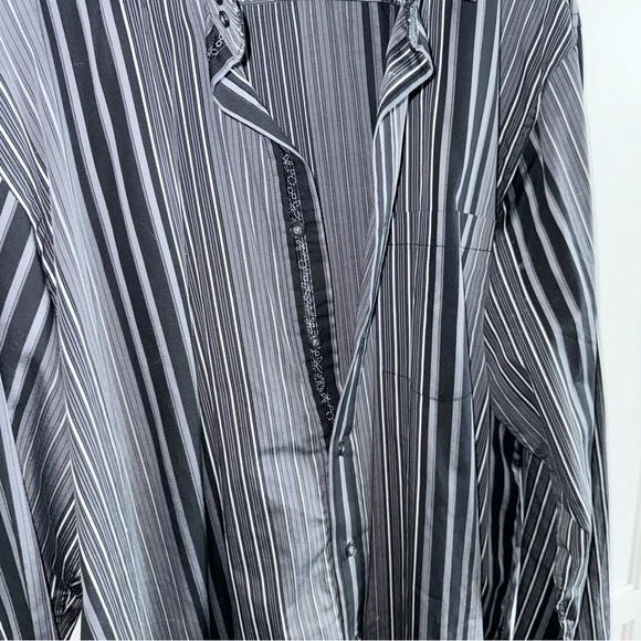 Bugatchi Uomo Black Stripe Shirt XXL Pocket Extra long - Picture 5 of 12